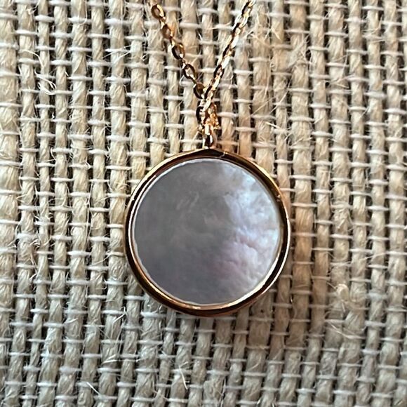 LIBRA ZODIAC MOTHER OF PEARL COIN NECKLACE 14k RG/ 925 Silver 17” - Picture 5 of 8